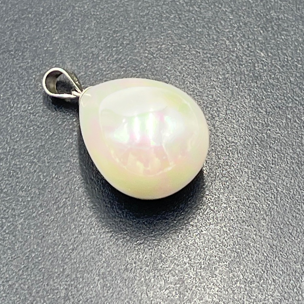 D'Joy Elegant Lustrous Lg Baroque‎ Pearl Teardrop Pendant 925 Sterling Silver
